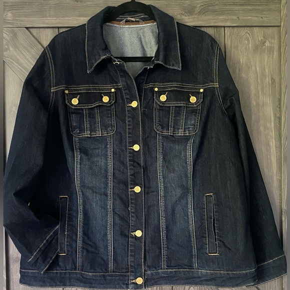 Dark Denim Spanner Jean Jacket, NWOT, sz 18W - Picture 2 of 6